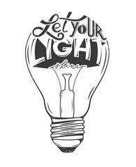 Vector illustration of light bulb with inspirational quote.