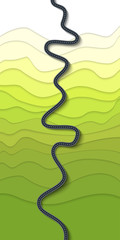 Wall Mural - Beautiful Winding Road on a Mountain Slope. Mountain serpentine top view. Road trip and Journey route. Vector EPS 10