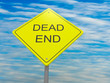 © cbies - Yellow Road Sign Dead End Against A Cloudy Sky, 3d illustration