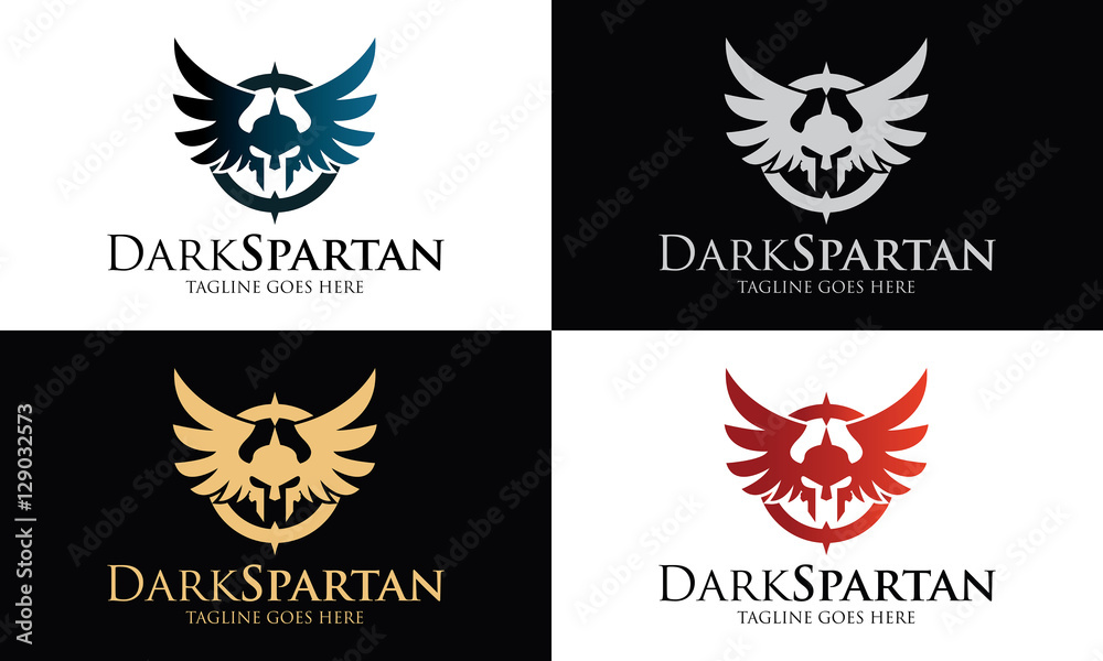 Dark spartan logo design template ,Spartan wings logo design concept ...