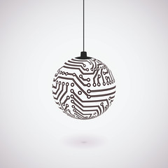 Vector circuit board Christmas ball