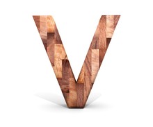 3D Decorative Wooden Alphabet, Capital Letter V