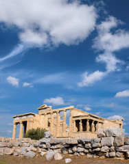Fototapete - Erechtheion temple Acropolis, Athens, Greece, with famous Caryat