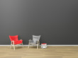 © guguart - Living Modern Red-Black minimal style and contemporary / Relax Area