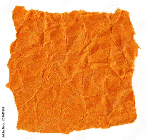 Fotografia, Obraz Crinkled torn construction paper background. Orange color.