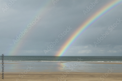 Fotografia, Obraz Double rainbow at Benone Beach in Northern Ireland.