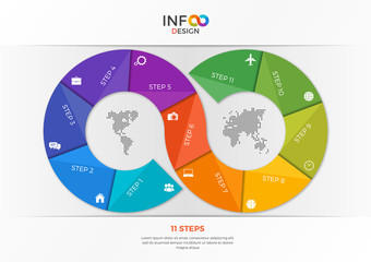 infographic template in the form of the infinity sign 11 steps