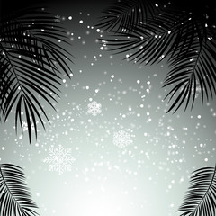 Christmas and New Year with Palm Leaves in Background. Vector Il