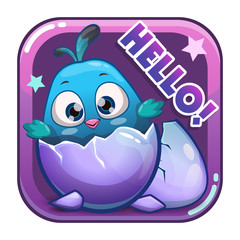 Sticker - Cartoon app icon with funny bird.