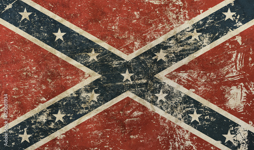 Cuadros en Lienzo Old grunge American US confederate flag