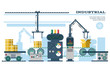 Industrial conveyor belt line vector illustration