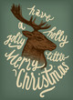 christmas deer vintage lettering card. have a holly jolly little merry christmas.