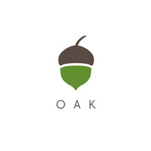 Illustration Of Oak Tree Acorn Vector Icon