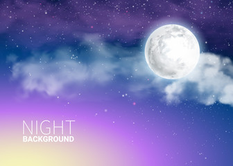 Wall Mural - mystical sky full moon against the background of the galaxy and milky way. moonlight night. realisti