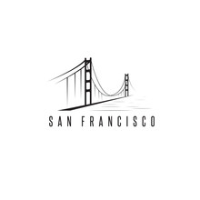 San Francisco Golden Gate Bridge Vector Design Template Illustra