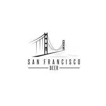 San Francisco Golden Gate Bridge With Beer Bottles Vector Design