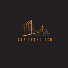 San Francisco Golden Gate Bridge Vector Design Template Illustra