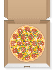 Wall Mural - Cardboard box with pizza