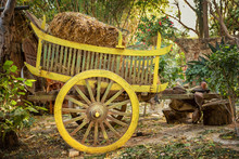 Colorful Wooden Cart With Hay