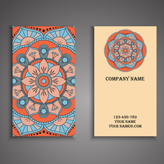 Business Card. Vintage decorative elements. Ornamental floral bu