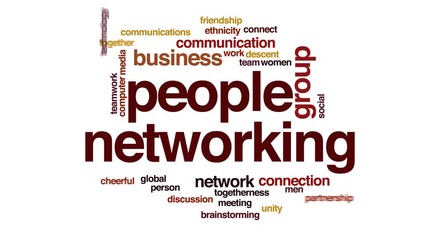 Canvas Print - People networking animated word cloud.