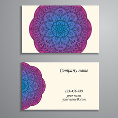 Business Card. Vintage decorative elements. Ornamental floral bu