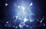 Fototapeta Łazienka - Abstract Polygonal Space Blue Background with Low Poly Connecting Dots and Lines - Connection Structure - Futuristic HUD background