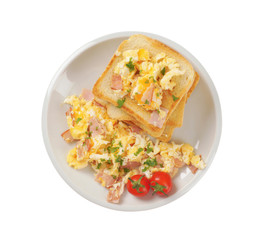 Canvas Print - Scrambled eggs and toasted bread