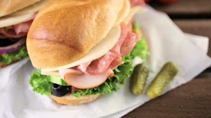 Sticker - Sub sandwich with fresh vegetables, lunch meat and cheese on hoagie roll