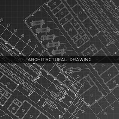 Wall Mural - Architectural drawing. Architectural plan in vector on a black background.