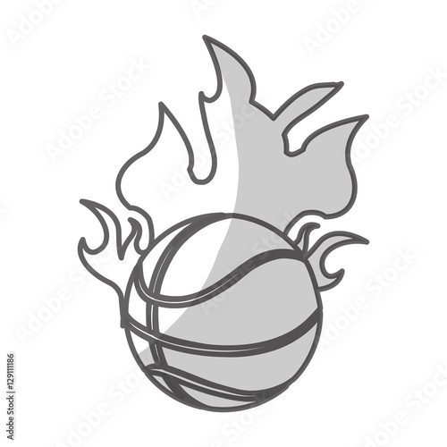 Basketball Ball With Fire Flames Over White Background Vector