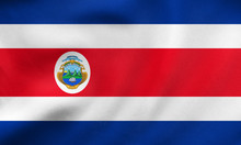 Flag Of Costa Rica Waving, Real Fabric Texture
