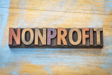 Wall Mural - nonprofit word in wood type