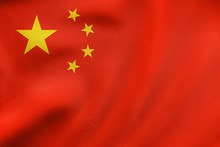 Flag Of China Waving, Real Fabric Texture
