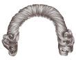man wig gray hair curls. medieval style rococo
