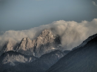 Cloudy mountains at the alps