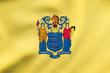 Flag of New Jersey waving, real fabric texture