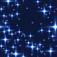 Wall Mural - Blue seamless background with shining stars.