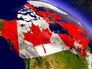 Wall Mural - Canada with embedded flag on Earth