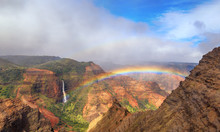 Rainbow Over Waimea Canyon In Kauai, Hawaii
