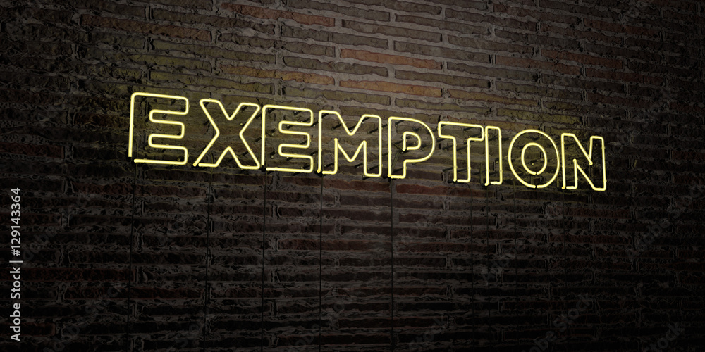 EXEMPTION -Realistic Neon Sign on Brick Wall background - 3D rendered ...