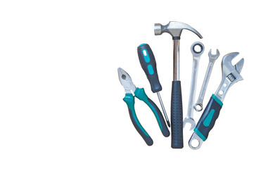 set of tools isolated on white background.