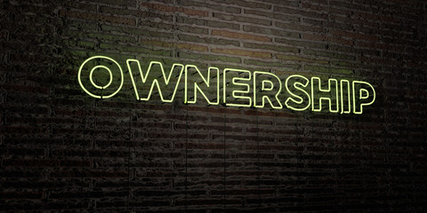 Fototapete - OWNERSHIP -Realistic Neon Sign on Brick Wall background - 3D rendered royalty free stock image. Can be used for online banner ads and direct mailers..