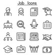 Job & Employment icon set in thin line style