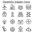 Electricity industry icon in thin line style