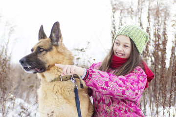 Canvas Print - child and dog