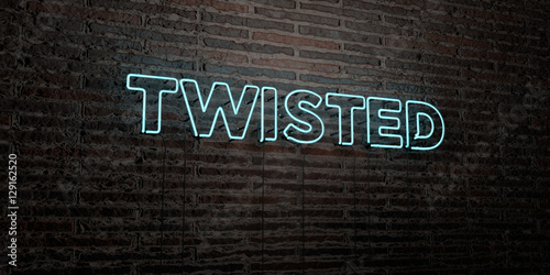 Fotografie, Obraz TWISTED -Realistic Neon Sign on Brick Wall background - 3D rendered royalty free stock image