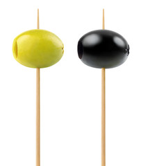 Wall Mural - Isolated olives on a skewers