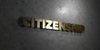 Citizenship - Gold text on black background - 3D rendered royalty free stock picture. This image can be used for an online website banner ad or a print postcard.