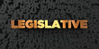 Legislative - Gold text on black background - 3D rendered royalty free stock picture. This image can be used for an online website banner ad or a print postcard.